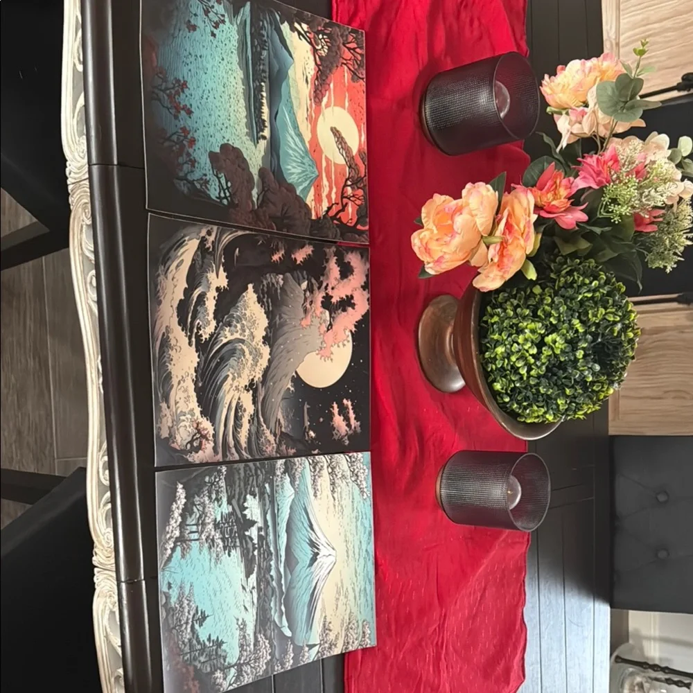 Japanese Scenic Mountain Art Set of 3 Canvas Prints